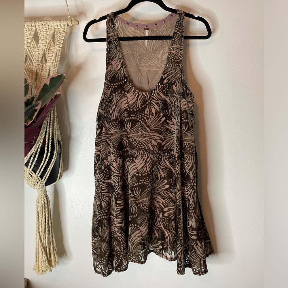 Free People velvet burnout dress with studded neckline